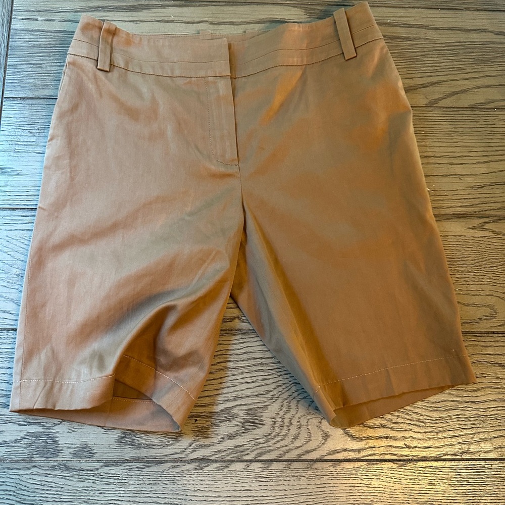 Lida Baday Elegant Brown Cotton/Silk Bermuda Shorts Size 8